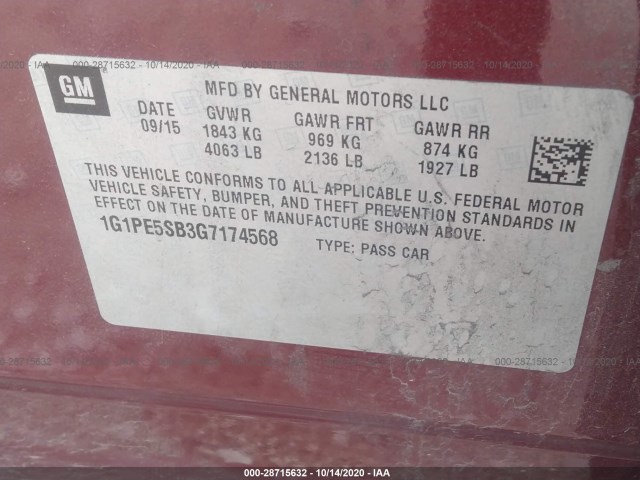 Photo 8 VIN: 1G1PE5SB3G7174568 - CHEVROLET CRUZE LIMITED 