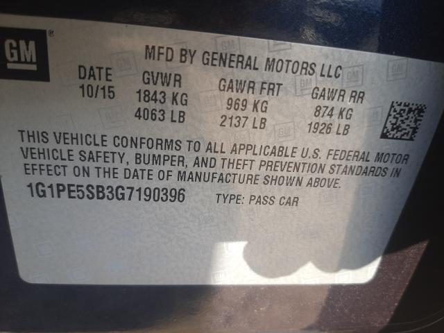 Photo 9 VIN: 1G1PE5SB3G7190396 - CHEVROLET CRUZE LIMI 