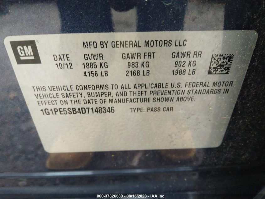 Photo 8 VIN: 1G1PE5SB4D7148346 - CHEVROLET CRUZE 