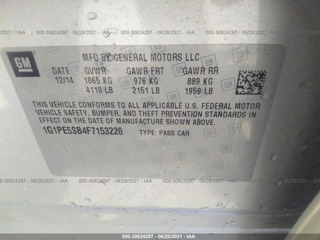 Photo 8 VIN: 1G1PE5SB4F7153226 - CHEVROLET CRUZE 