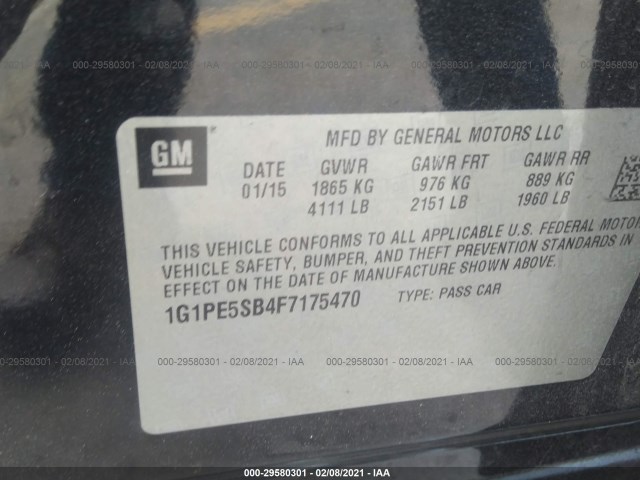 Photo 8 VIN: 1G1PE5SB4F7175470 - CHEVROLET CRUZE 