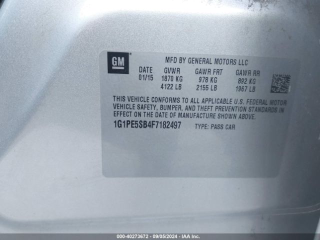 Photo 8 VIN: 1G1PE5SB4F7182497 - CHEVROLET CRUZE 