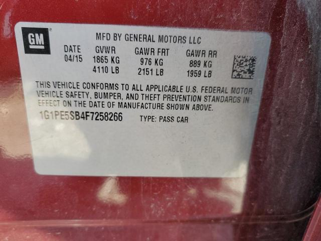 Photo 11 VIN: 1G1PE5SB4F7258266 - CHEVROLET CRUZE 