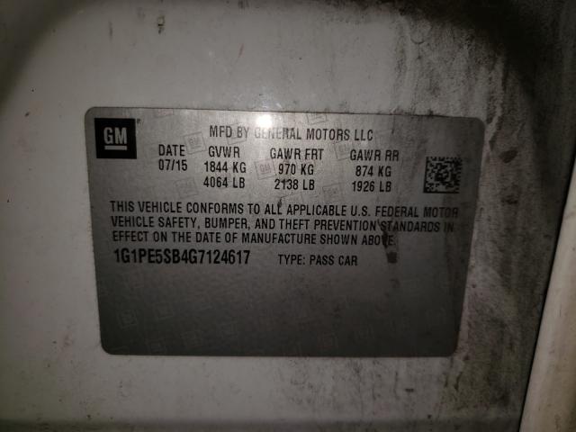 Photo 9 VIN: 1G1PE5SB4G7124617 - CHEVROLET CRUZE LIMI 