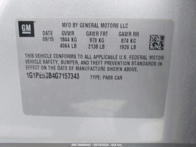 Photo 8 VIN: 1G1PE5SB4G7157343 - CHEVROLET CRUZE LIMITED 