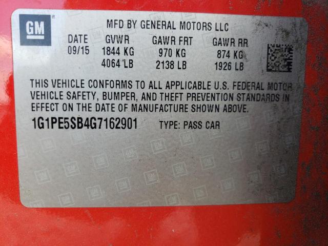 Photo 11 VIN: 1G1PE5SB4G7162901 - CHEVROLET CRUZE LIMI 