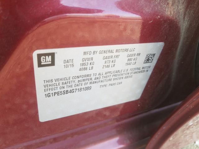 Photo 9 VIN: 1G1PE5SB4G7181089 - CHEVROLET CRUZE LIMI 