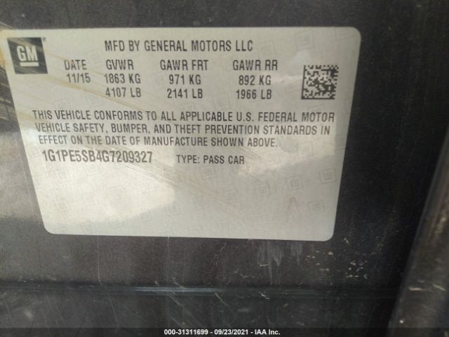 Photo 8 VIN: 1G1PE5SB4G7209327 - CHEVROLET CRUZE LIMITED 