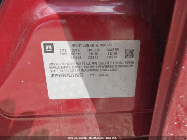 Photo 8 VIN: 1G1PE5SB4G7215290 - CHEVROLET CRUZE LIMITED 