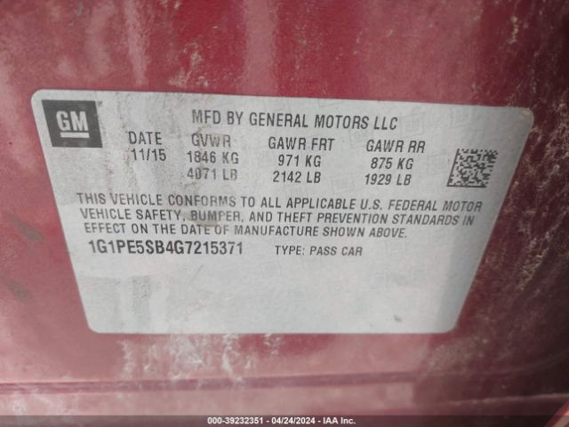 Photo 8 VIN: 1G1PE5SB4G7215371 - CHEVROLET CRUZE LIMITED 