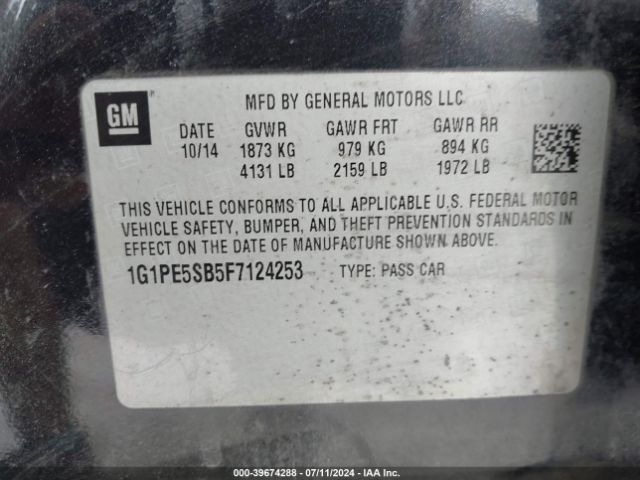 Photo 8 VIN: 1G1PE5SB5F7124253 - CHEVROLET CRUZE 