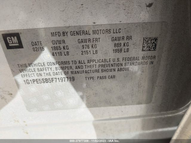 Photo 8 VIN: 1G1PE5SB5F7197719 - CHEVROLET CRUZE 