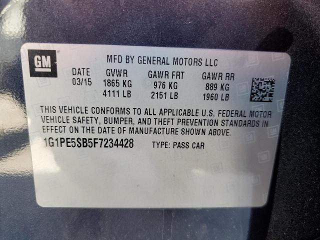 Photo 11 VIN: 1G1PE5SB5F7234428 - CHEVROLET CRUZE LT 