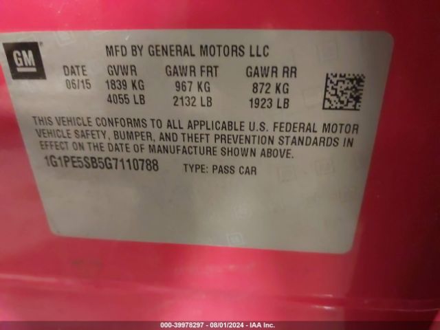 Photo 8 VIN: 1G1PE5SB5G7110788 - CHEVROLET CRUZE LIMITED 