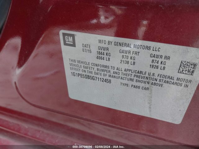 Photo 8 VIN: 1G1PE5SB5G7112458 - CHEVROLET CRUZE LIMITED 