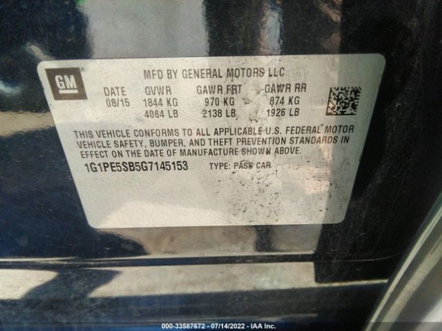 Photo 8 VIN: 1G1PE5SB5G7145153 - CHEVROLET CRUZE LIMITED 