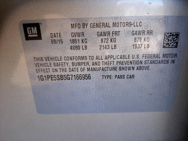 Photo 9 VIN: 1G1PE5SB5G7166956 - CHEVROLET CRUZE LIMI 