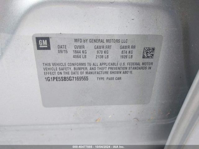 Photo 8 VIN: 1G1PE5SB5G7169565 - CHEVROLET CRUZE LIMITED 