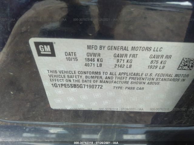 Photo 8 VIN: 1G1PE5SB5G7190772 - CHEVROLET CRUZE LIMITED 