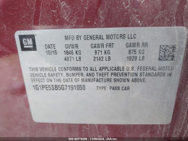 Photo 8 VIN: 1G1PE5SB5G7191050 - CHEVROLET CRUZE LIMITED 