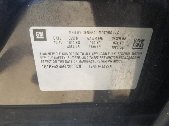 Photo 9 VIN: 1G1PE5SB5G7205870 - CHEVROLET CRUZE 