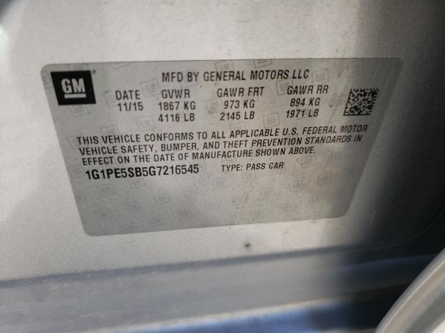 Photo 9 VIN: 1G1PE5SB5G7216545 - CHEVROLET CRUZE LIMI 