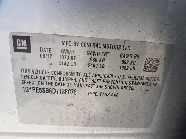 Photo 9 VIN: 1G1PE5SB6D7138076 - CHEVROLET CRUZE 