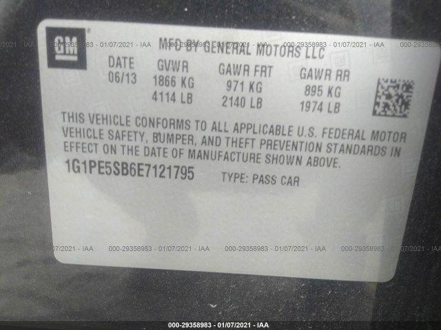 Photo 8 VIN: 1G1PE5SB6E7121795 - CHEVROLET CRUZE 