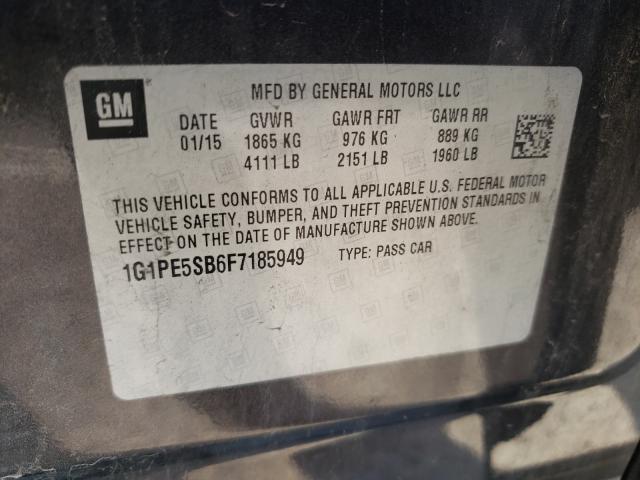 Photo 9 VIN: 1G1PE5SB6F7185949 - CHEVROLET CRUZE LT 