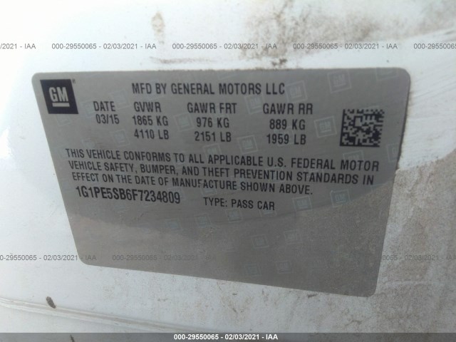 Photo 8 VIN: 1G1PE5SB6F7234809 - CHEVROLET CRUZE 