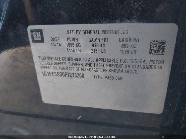 Photo 8 VIN: 1G1PE5SB6F7273268 - CHEVROLET CRUZE 