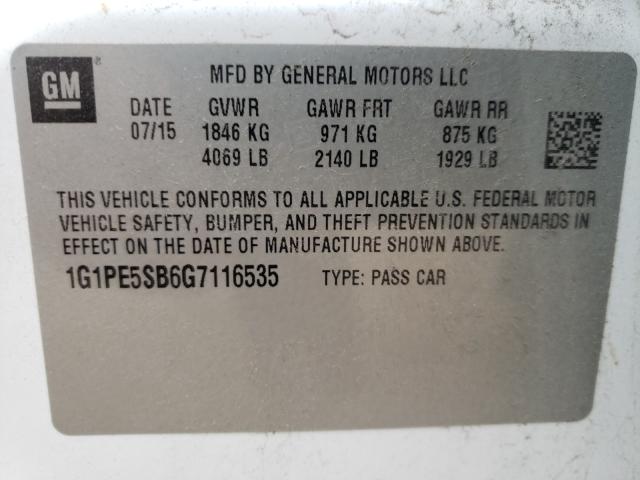 Photo 9 VIN: 1G1PE5SB6G7116535 - CHEVROLET CRUZE LIMI 