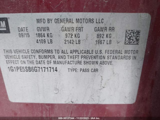 Photo 8 VIN: 1G1PE5SB6G7171714 - CHEVROLET CRUZE LIMITED 