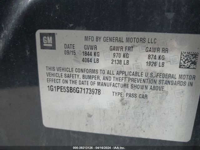 Photo 8 VIN: 1G1PE5SB6G7173978 - CHEVROLET CRUZE LIMITED 