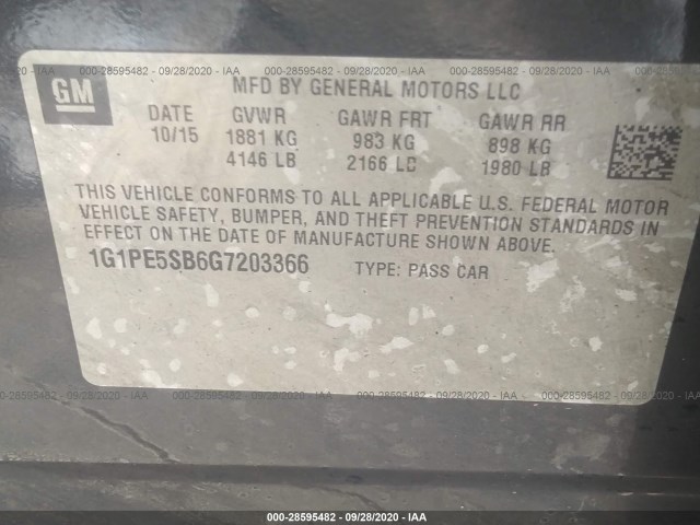 Photo 8 VIN: 1G1PE5SB6G7203366 - CHEVROLET CRUZE LIMITED 