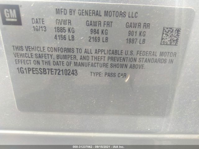 Photo 8 VIN: 1G1PE5SB7E7210243 - CHEVROLET CRUZE 