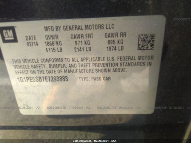 Photo 8 VIN: 1G1PE5SB7E7293883 - CHEVROLET CRUZE 