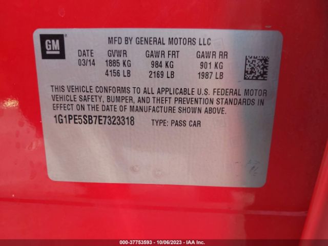 Photo 8 VIN: 1G1PE5SB7E7323318 - CHEVROLET CRUZE 