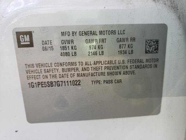 Photo 9 VIN: 1G1PE5SB7G7111022 - CHEVROLET CRUZE LIMI 