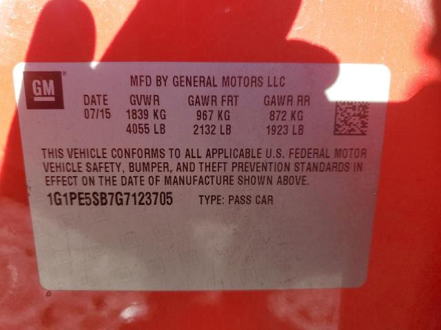 Photo 12 VIN: 1G1PE5SB7G7123705 - CHEVROLET CRUZE 