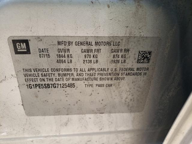 Photo 9 VIN: 1G1PE5SB7G7125485 - CHEVROLET CRUZE LIMI 