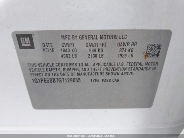 Photo 8 VIN: 1G1PE5SB7G7129035 - CHEVROLET CRUZE LIMITED 