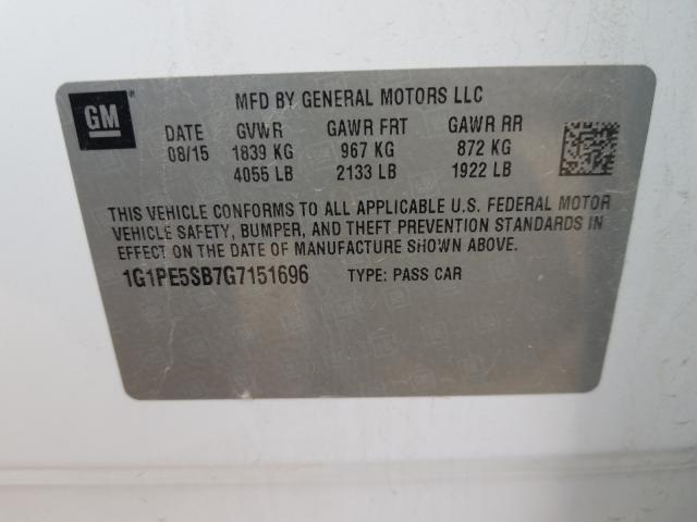 Photo 9 VIN: 1G1PE5SB7G7151696 - CHEVROLET CRUZE LIMI 