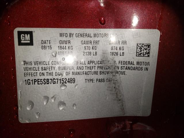 Photo 9 VIN: 1G1PE5SB7G7152489 - CHEVROLET CRUZE LIMI 