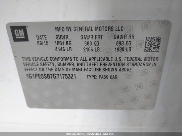 Photo 8 VIN: 1G1PE5SB7G7175321 - CHEVROLET CRUZE LIMITED 