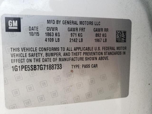 Photo 11 VIN: 1G1PE5SB7G7188733 - CHEVROLET CRUZE LIMI 