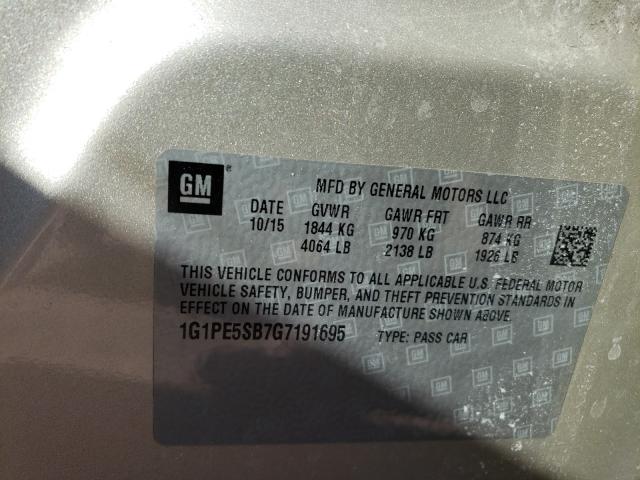 Photo 9 VIN: 1G1PE5SB7G7191695 - CHEVROLET CRUZE LIMI 