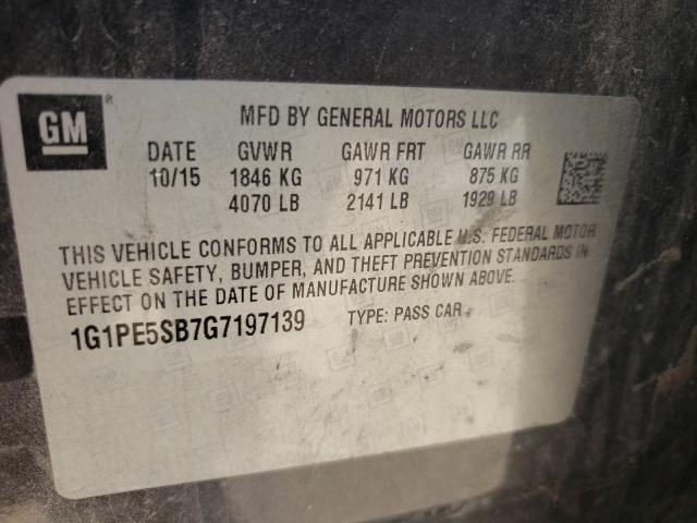 Photo 9 VIN: 1G1PE5SB7G7197139 - CHEVROLET CRUZE LIMI 