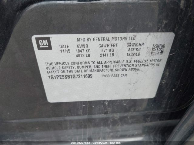 Photo 8 VIN: 1G1PE5SB7G7211699 - CHEVROLET CRUZE LIMITED 