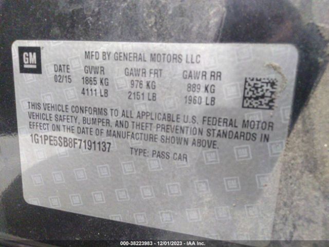 Photo 8 VIN: 1G1PE5SB8F7191137 - CHEVROLET CRUZE 